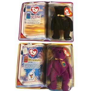 Lot of 2 VINTAGE 1999 TY Beanie Babies Millennium and The End Bear 5" Height